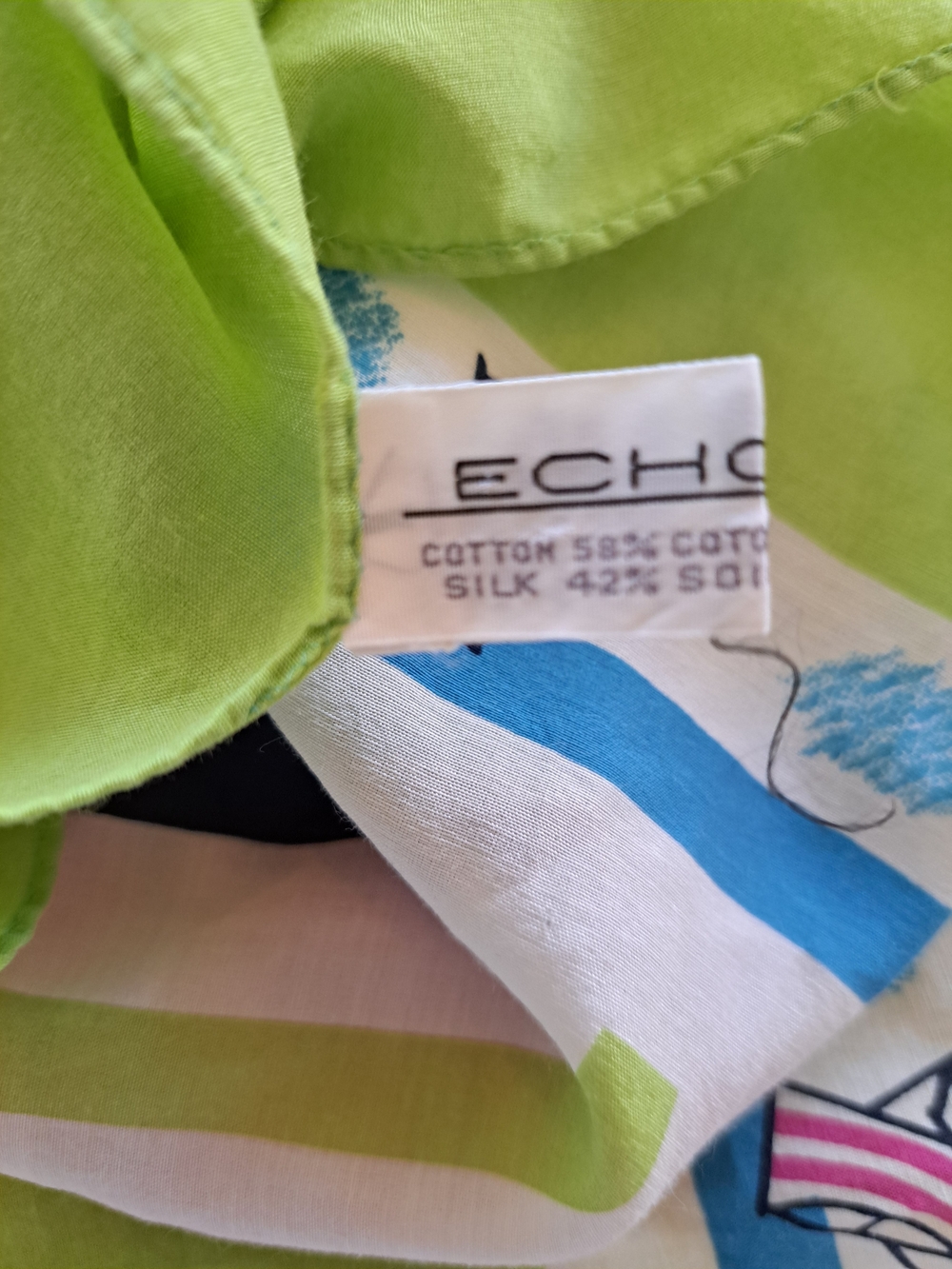 Echo Beach Chair Novelty Print Silk Cotton Square Scarf Summer - Picture 3 of 3